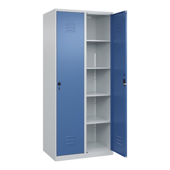 C+P Wäsche-Spind Classic PLUS, 2 Abteile, 1850x800x500mm, 7035/5023 Verschluss Zylinderschloss