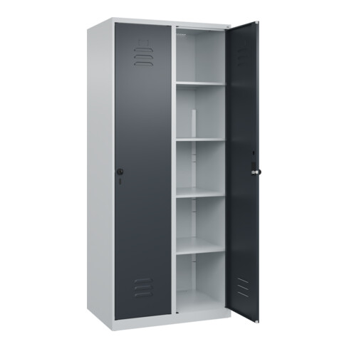 C+P Wäsche-Spind Classic PLUS, 2 Abteile, 1850x800x500mm, 7035/7016 Verschluss Sicherheits-Drehriegel