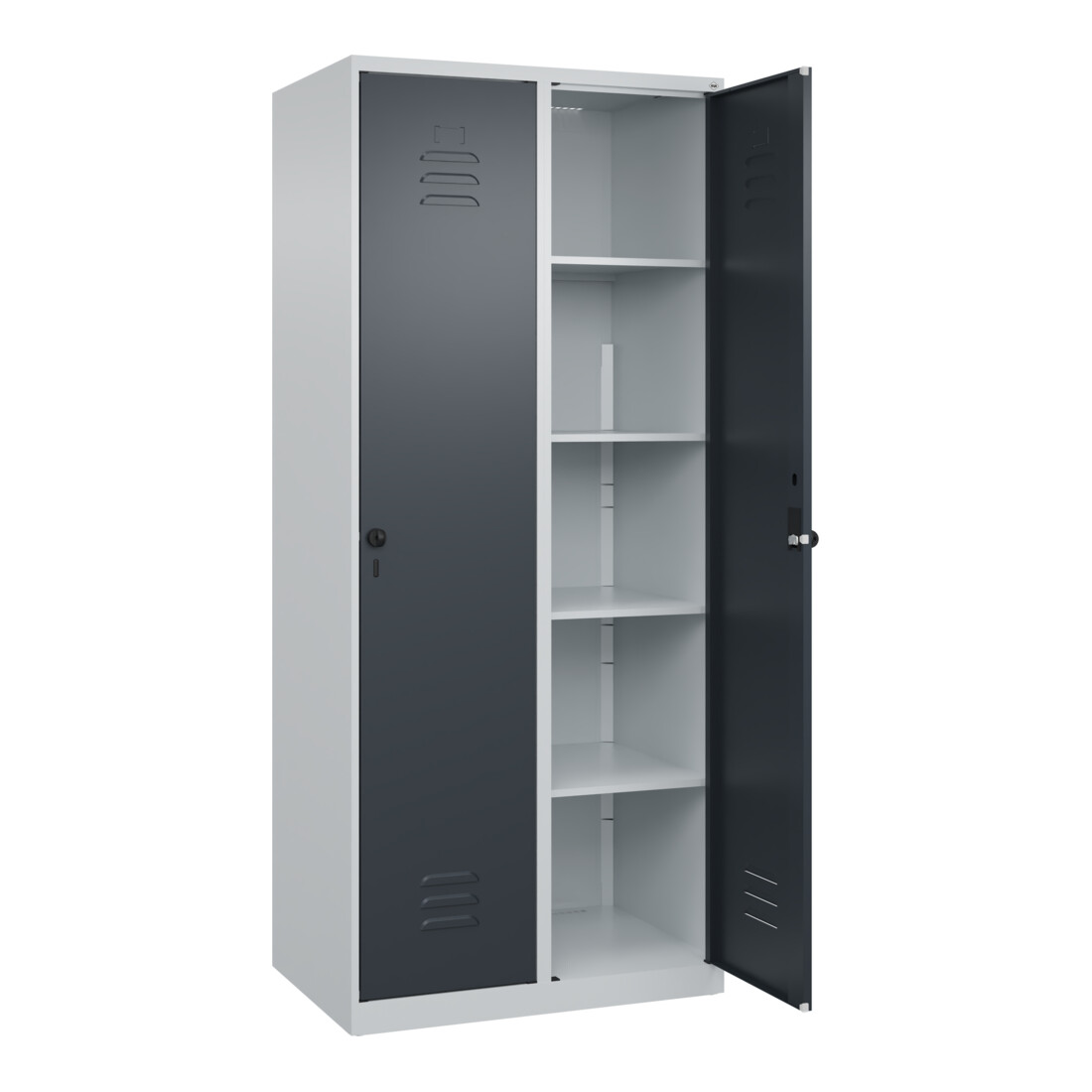 C+P Wäsche-Spind Classic PLUS, 2 Abteile, 1850x800x500mm, 7035/7016 Verschluss Sicherheits-Drehriegel