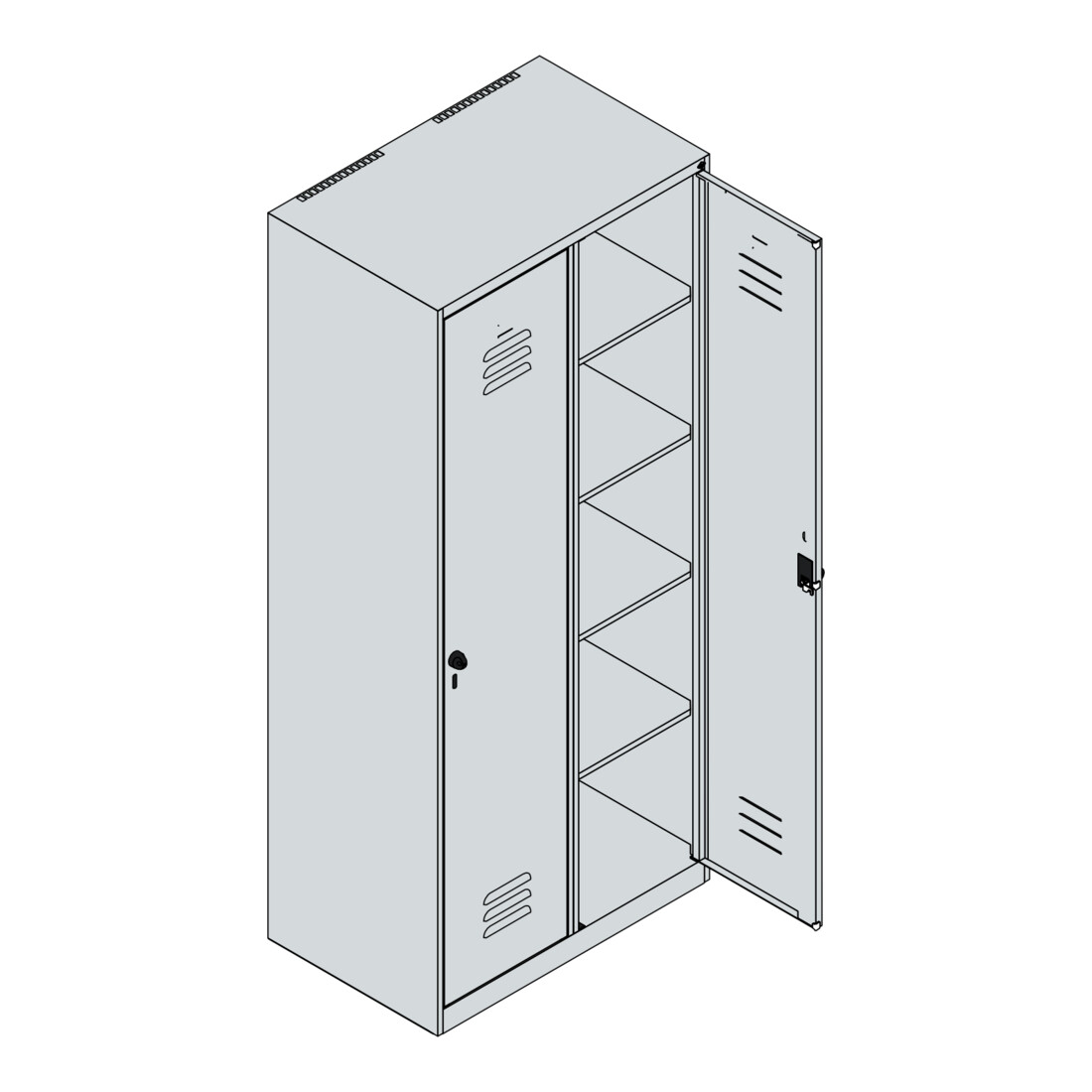 C+P Wäsche-Spind Classic PLUS, 2 Abteile, 1850x800x500mm, 7035/7016 Verschluss Sicherheits-Drehriegel