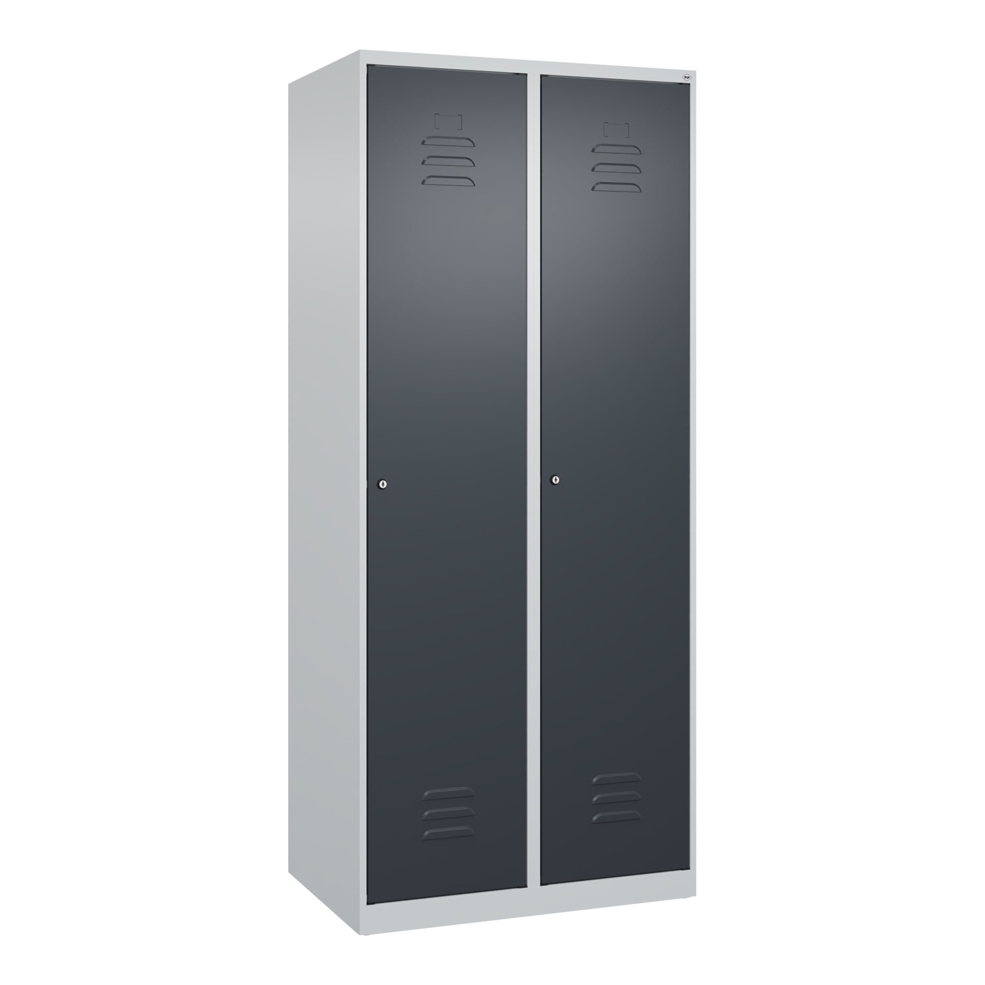 C+P Wäsche-Spind Classic PLUS, 2 Abteile, 1850x800x500mm, 7035/7016 Verschluss Zylinderschloss ; C + P Möbelsysteme