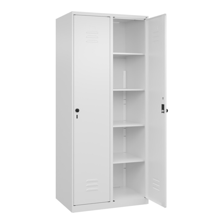 C+P Wäsche-Spind Classic PLUS, 2 Abteile, 1850x800x500mm, 9016/9016 Verschluss Sicherheits-Drehriegel