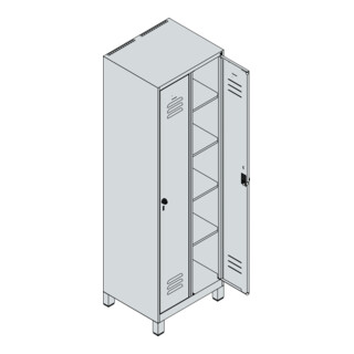 C+P Wäsche-Spind Classic PLUS, Füße, Sicherheits-Drehriegel