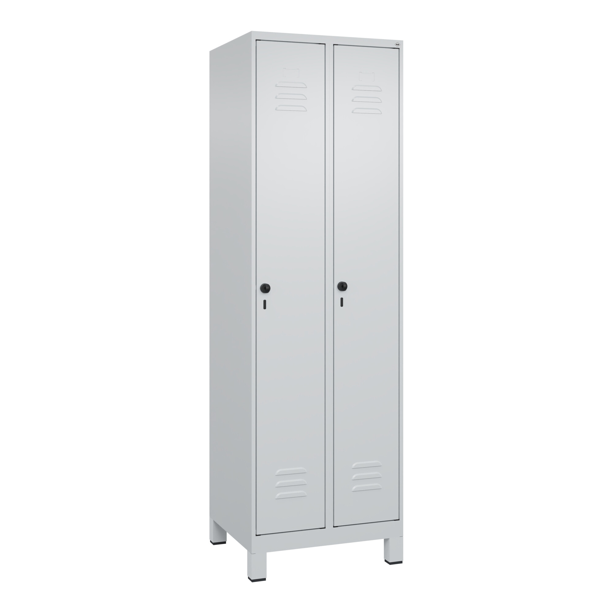 C+P Wäsche-Spind Classic PLUS, Füße, 2 Abteile, 1950x600x500mm, 7035/7035 Verschluss Sicherheits-Drehriegel ; C + P Möbelsysteme