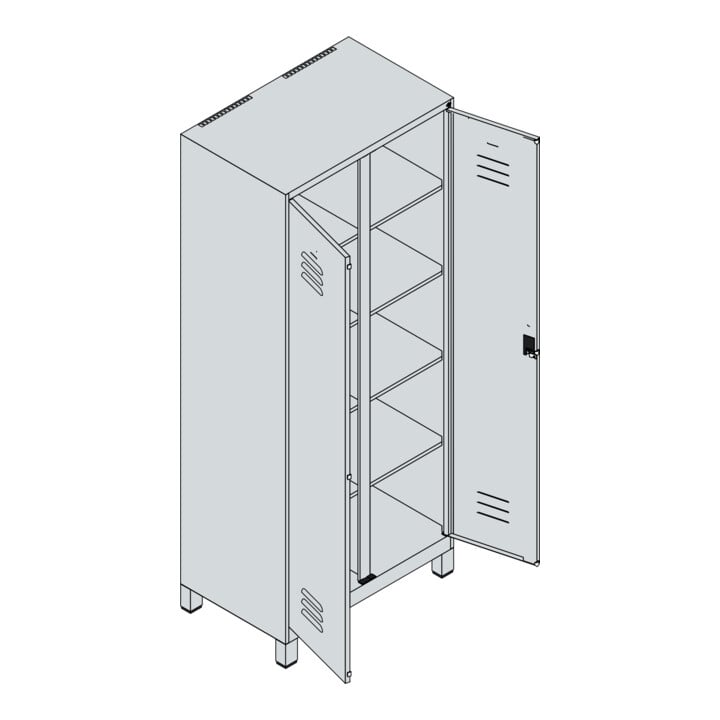 C+P Wäsche-Spind Classic PLUS, Füße, 2 Abteile, 1950x800x500mm, 7016/7035 Verschluss Sicherheits-Drehriegel Trennwand mittig