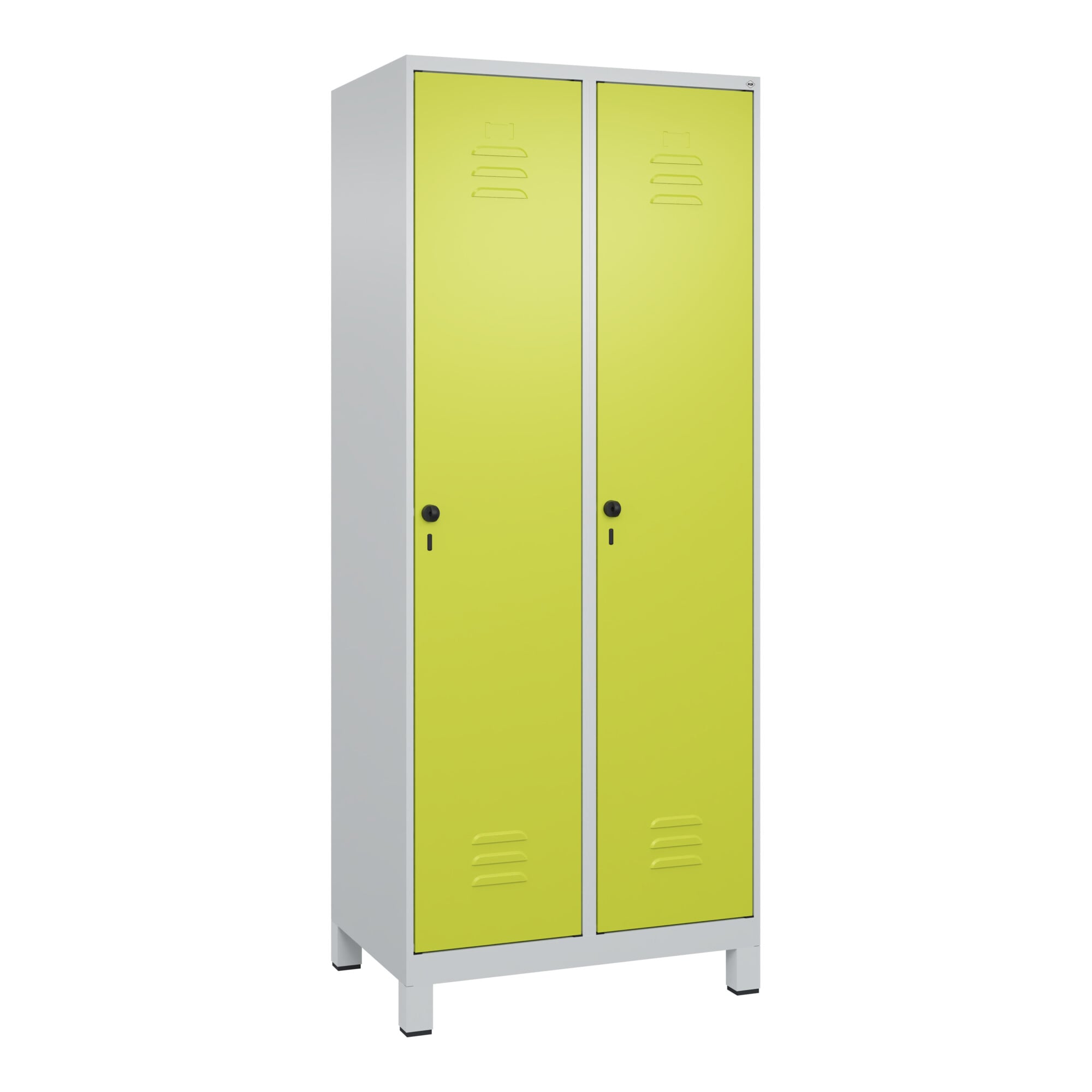 C+P Wäsche-Spind Classic PLUS, Füße, 2 Abteile, 1950x800x500mm, 7035/0024 Verschluss Sicherheits-Drehriegel ; C + P Möbelsysteme
