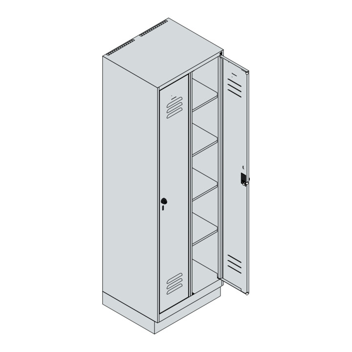 C+P Wäsche-Spind Classic PLUS, Sockel, 2 Abteile, 1950x600x500mm, 7016/7016 Verschluss Sicherheits-Drehriegel