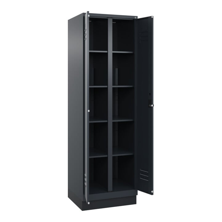 C+P Wäsche-Spind Classic PLUS, Sockel, 2 Abteile, 1950x600x500mm, 7016/7016 Verschluss Sicherheits-Drehriegel Trennwand mittig