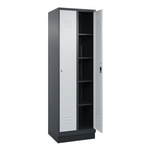 C+P Wäsche-Spind Classic PLUS, Sockel, 2 Abteile, 1950x600x500mm, 7016/7016 Verschluss Zylinderschloss