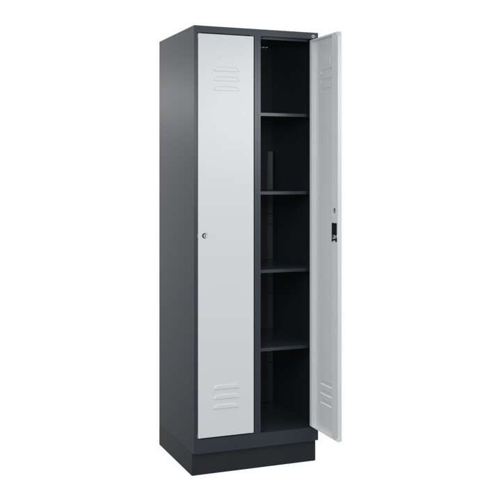 C+P Wäsche-Spind Classic PLUS, Sockel, 2 Abteile, 1950x600x500mm, 7016/7035 Verschluss Zylinderschloss