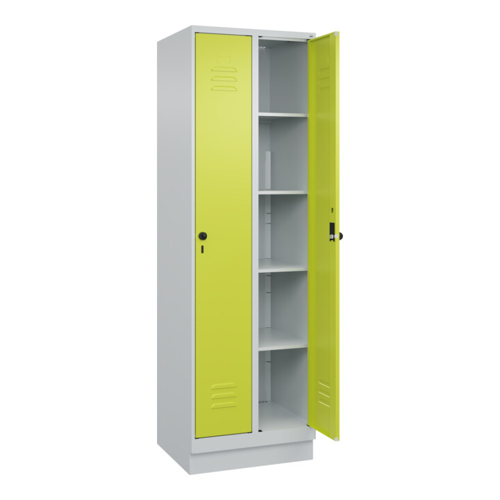 C+P Wäsche-Spind Classic PLUS, Sockel, 2 Abteile, 1950x600x500mm, 7035/0024 Verschluss Sicherheits-Drehriegel