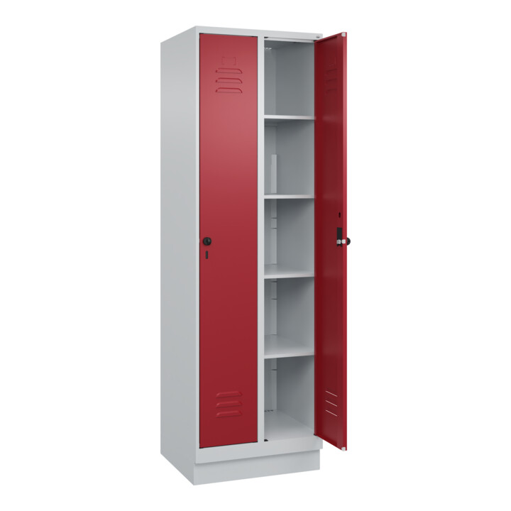 C+P Wäsche-Spind Classic PLUS, Sockel, 2 Abteile, 1950x600x500mm, 7035/3003 Verschluss Sicherheits-Drehriegel