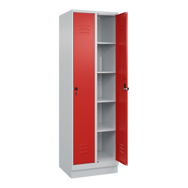 C+P Wäsche-Spind Classic PLUS, Sockel, 2 Abteile, 1950x600x500mm, 7035/3020 Verschluss Sicherheits-Drehriegel