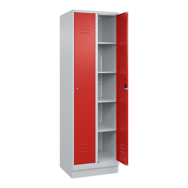 C+P Wäsche-Spind Classic PLUS, Sockel, 2 Abteile, 1950x600x500mm, 7035/3020 Verschluss Zylinderschloss
