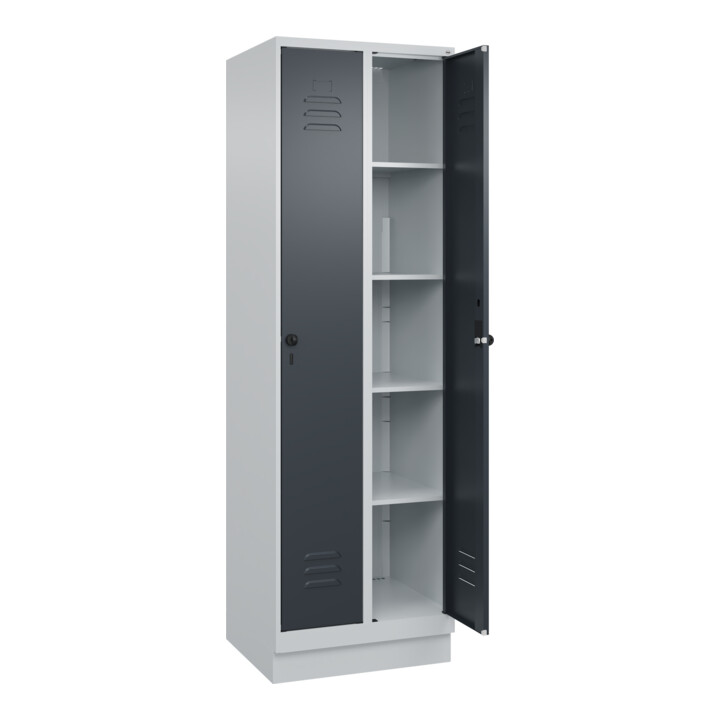 C+P Wäsche-Spind Classic PLUS, Sockel, 2 Abteile, 1950x600x500mm, 7035/7016 Verschluss Sicherheits-Drehriegel