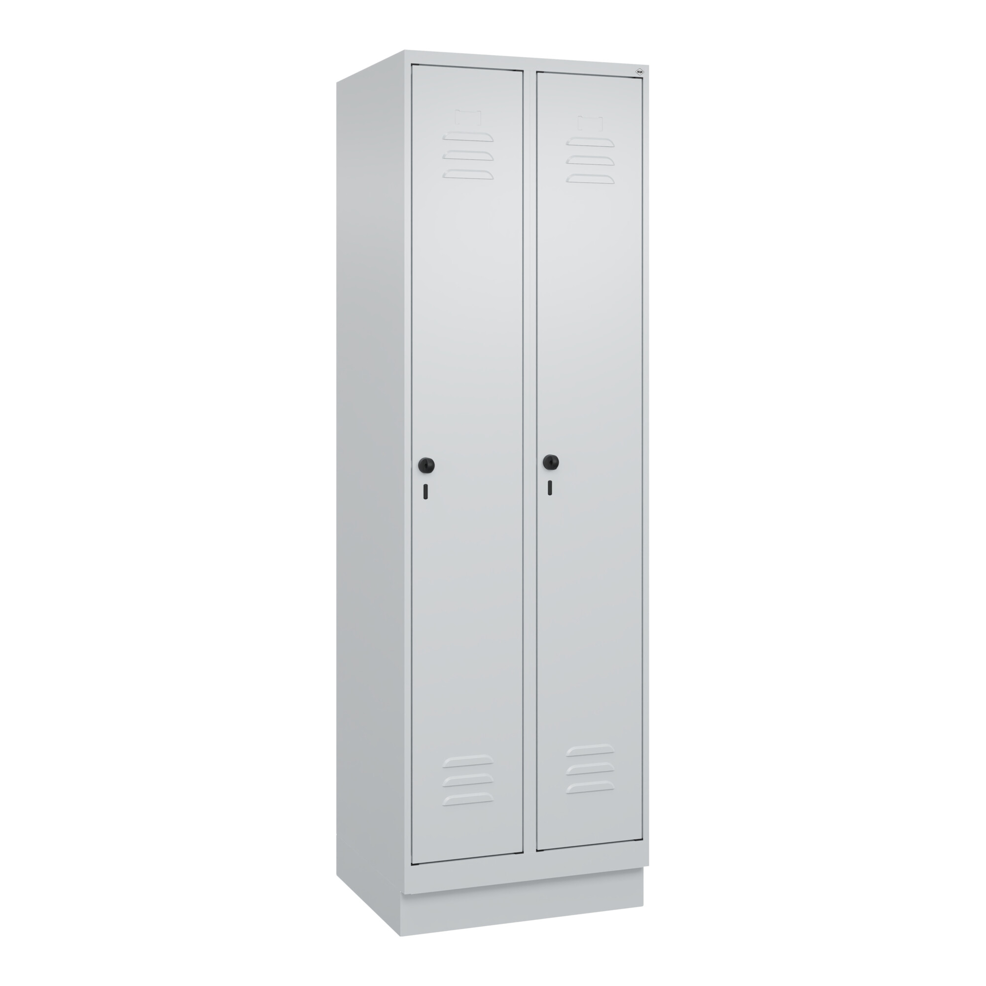 C+P Wäsche-Spind Classic PLUS, Sockel, 2 Abteile, 1950x600x500mm, 7035/7035 Verschluss Sicherheits-Drehriegel ; C + P Möbelsysteme