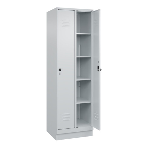 C+P Wäsche-Spind Classic PLUS, Sockel, 2 Abteile, 1950x600x500mm, 7035/7035 Verschluss Sicherheits-Drehriegel