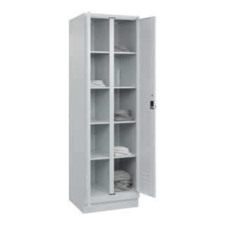 C+P Wäsche-Spind Classic PLUS, Sockel, Sicherheits-Drehriegel Trennwand mittig