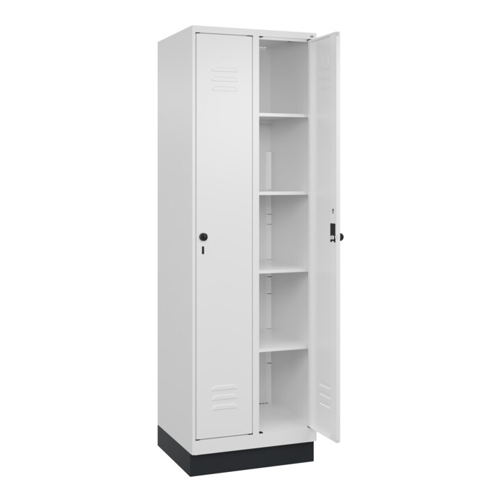 C+P Wäsche-Spind Classic PLUS, Sockel, 2 Abteile, 1950x600x500mm, 9016/9016 Verschluss Sicherheits-Drehriegel