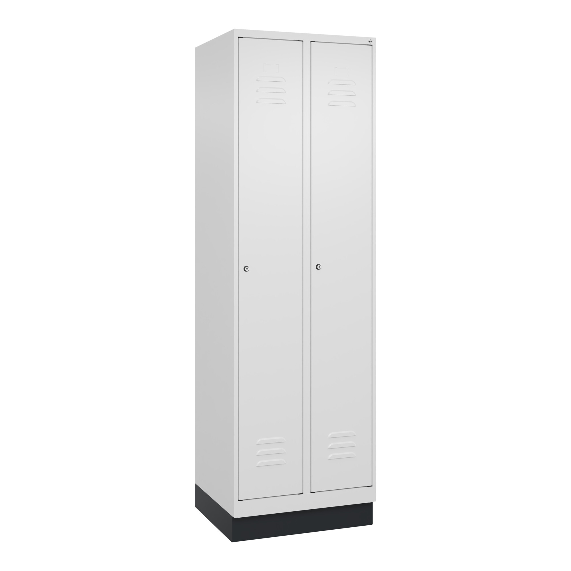 C+P Wäsche-Spind Classic PLUS, Sockel, 2 Abteile, 1950x600x500mm, 9016/9016 Verschluss Zylinderschloss ; C + P Möbelsysteme