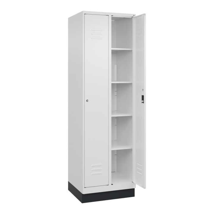 C+P Wäsche-Spind Classic PLUS, Sockel, 2 Abteile, 1950x600x500mm, 9016/9016 Verschluss Zylinderschloss