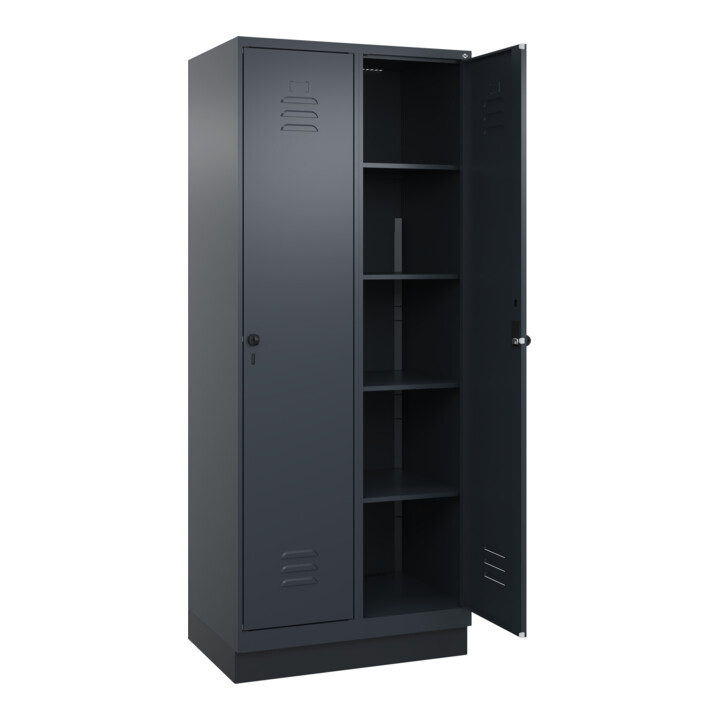 C+P Wäsche-Spind Classic PLUS, Sockel, 2 Abteile, 1950x800x500mm, 7016/7016 Verschluss Sicherheits-Drehriegel