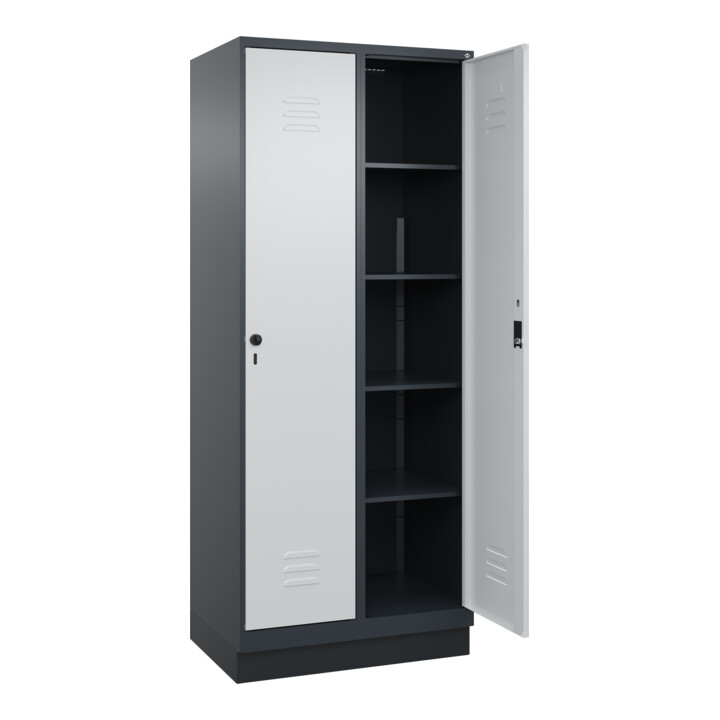 C+P Wäsche-Spind Classic PLUS, Sockel, 2 Abteile, 1950x800x500mm, 7016/7016 Verschluss Zylinderschloss