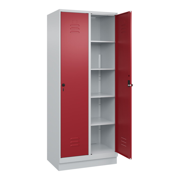 C+P Wäsche-Spind Classic PLUS, Sockel, 2 Abteile, 1950x800x500mm, 7035/3003 Verschluss Sicherheits-Drehriegel
