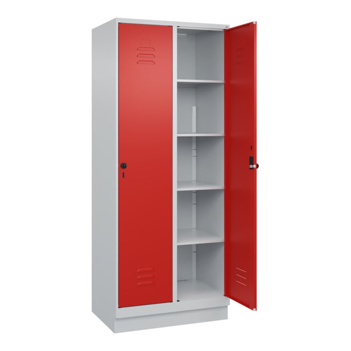 C+P Wäsche-Spind Classic PLUS, Sockel, 2 Abteile, 1950x800x500mm, 7035/3020 Verschluss Sicherheits-Drehriegel