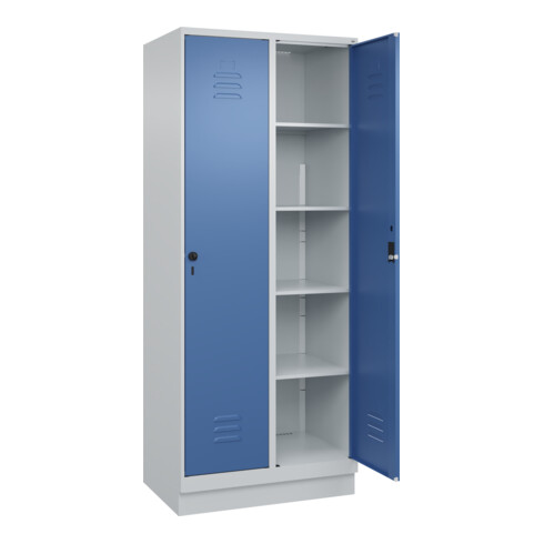 C+P Wäsche-Spind Classic PLUS, Sockel, 2 Abteile, 1950x800x500mm, 7035/5023 Verschluss Zylinderschloss