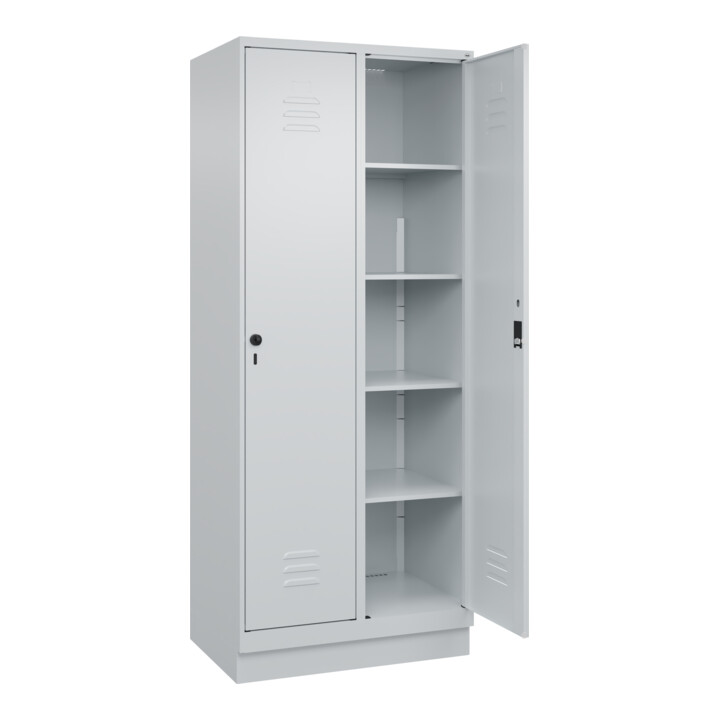 C+P Wäsche-Spind Classic PLUS, Sockel, 2 Abteile, 1950x800x500mm, 7035/7035 Verschluss Zylinderschloss