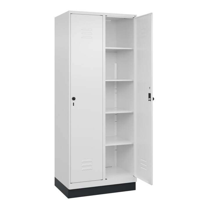 C+P Wäsche-Spind Classic PLUS, Sockel, 2 Abteile, 1950x800x500mm, 9016/9016 Verschluss Sicherheits-Drehriegel