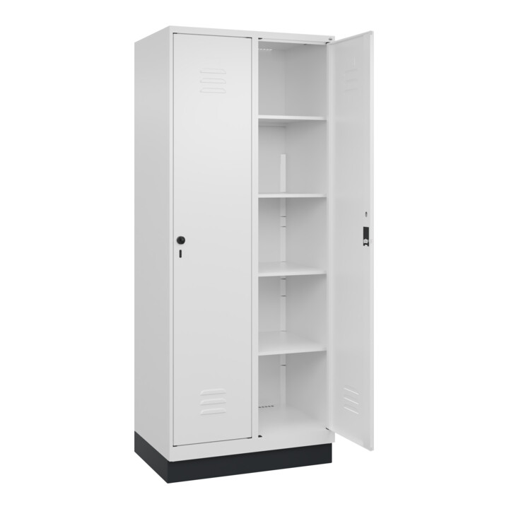 C+P Wäsche-Spind Classic PLUS, Sockel, 2 Abteile, 1950x800x500mm, 9016/9016 Verschluss Zylinderschloss
