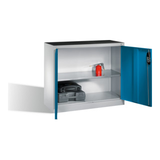 C+P Werkzeug-Beistellschrank mit Drehtüren, innen 1 Boden, H1000xB1200xT500mm Front Lichtblau Korpus Lichtgrau