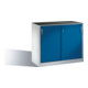 C+P Werkzeug-Beistellschrank mit Schiebetüren, innen 1 Boden, H1000xB1200xT500mm Front Enzianblau Korpus Lichtgrau