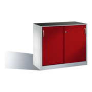 C+P Werkzeug-Beistellschrank mit Schiebetüren innen 1 Boden Front Rubinrot Korpus Lichtgrau
