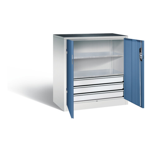 C+P Werkzeugschrank Acurado, H1000xB930xT500mm, Front Fernblau, Korpus Lichtgrau (8821-5035)