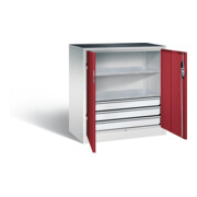 C+P Werkzeugschrank Acurado, H1000xB930xT500mm, Front Rubinrot, Korpus Lichtgrau (8821-5035)