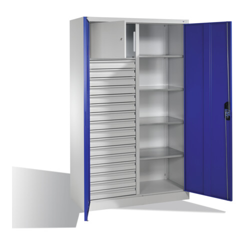 C+P Werkzeugschrank Acurado, H1950xB1200xT500mm, Front Enzianblau, Korpus Lichtgrau (8931-301)