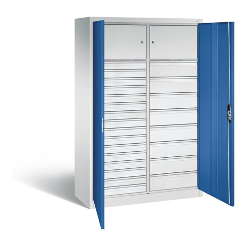 C+P Werkzeugschrank Acurado, H1950xB1200xT500mm, Front Enzianblau, Korpus Lichtgrau (8931-302)