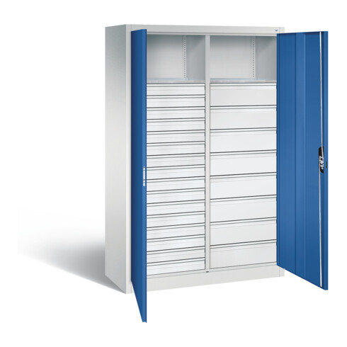 C+P Werkzeugschrank Acurado, H1950xB1200xT500mm, Front Enzianblau, Korpus Lichtgrau (8931-303)