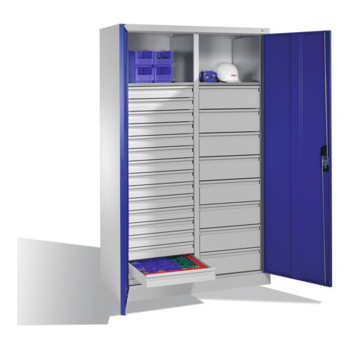 C+P Werkzeugschrank Acurado, H1950xB1200xT500mm, Front Enzianblau, Korpus Lichtgrau (8931-303)