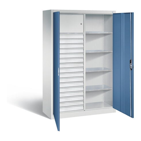 C+P Werkzeugschrank Acurado, H1950xB1200xT500mm, Front Fernblau, Korpus Lichtgrau (8931-301)