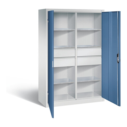 C+P Werkzeugschrank Acurado, H1950xB1200xT500mm, Front Fernblau, Korpus Lichtgrau (8931-3042)