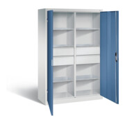 C+P Werkzeugschrank Acurado, H1950xB1200xT500mm, Front Fernblau, Korpus Lichtgrau (8931-3042)