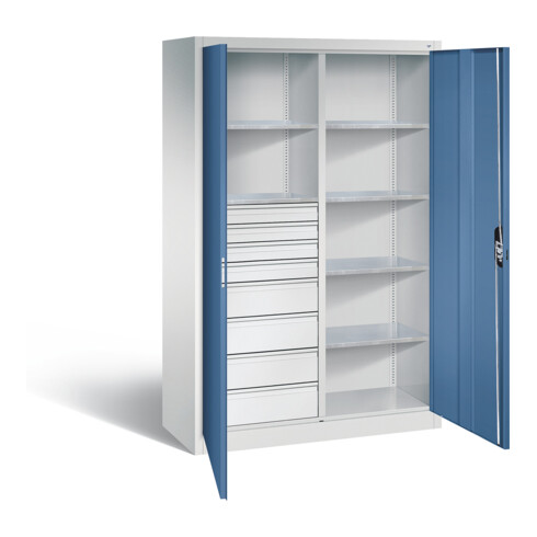 C+P Werkzeugschrank Acurado, H1950xB1200xT500mm, Front Fernblau, Korpus Lichtgrau (8931-305)