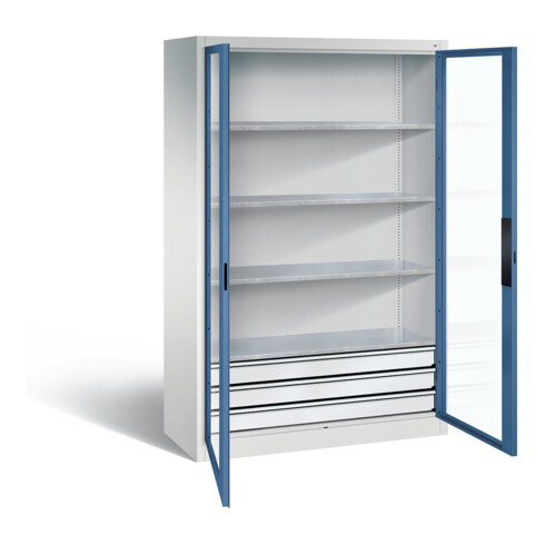 C+P Werkzeugschrank Acurado, H1950xB1200xT500mm, Front Fernblau, Korpus Lichtgrau (8931-553)