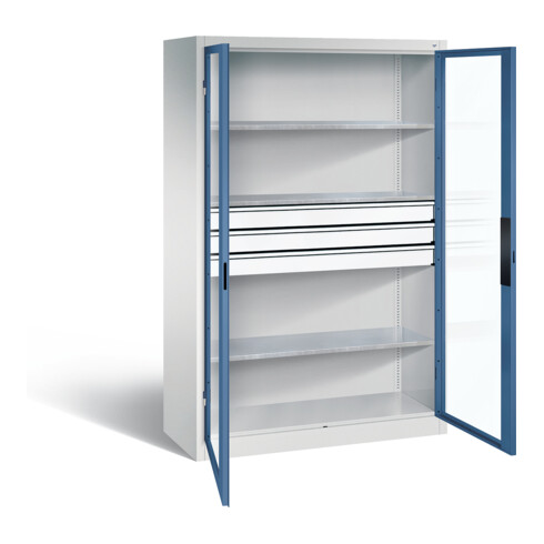 C+P Werkzeugschrank Acurado, H1950xB1200xT500mm, Front Fernblau, Korpus Lichtgrau (8931-5530)