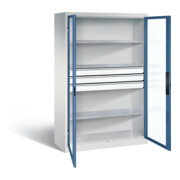 C+P Werkzeugschrank Acurado, H1950xB1200xT500mm, Front Fernblau, Korpus Lichtgrau (8931-5530)