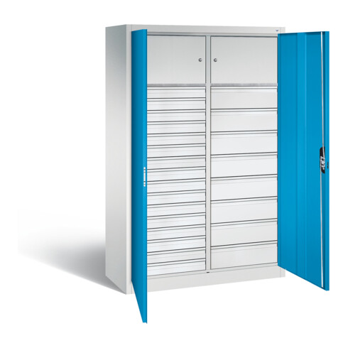 C+P Werkzeugschrank Acurado, H1950xB1200xT500mm, Front Lichtblau, Korpus Lichtgrau (8931-302)